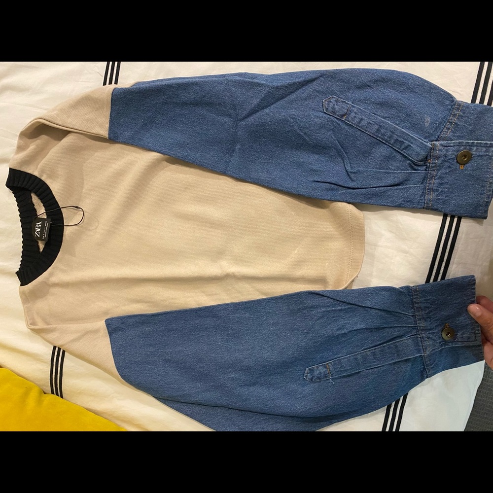 Zara shirt with denim sleeves